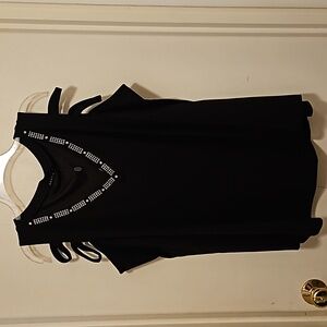 Black fancy cold shoulder top